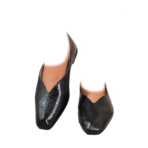 Women's Low-Heeled Flat Leather Shoes, Pointed-Toe Ballet Flat, Comfortable Pointed Toe Slip-On Loafers for Women