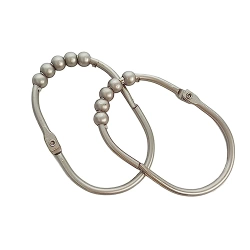 Ciieeo 12PCS Heavy Duty Shower Curtain Rings Rustproof Hooks for Smooth Gliding Easy Installation for Standard Shower Rods Nickel Color