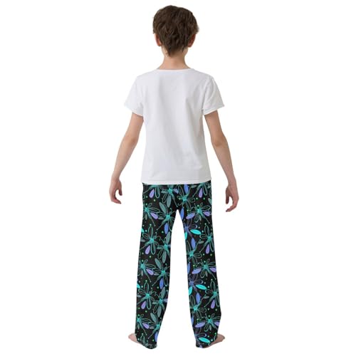 ZZXXB Dragonfly Polka Dot Boys Long Pants Soft Trousers Elastic Waist Kids Lounge Bottoms with Pockets S-XL3