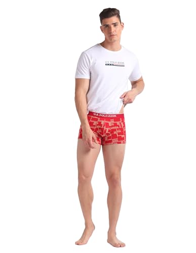 Image of U.S. Polo ASSN. Mens OET01 Mid Rise Printed Underwear Trunks - Pack of 3