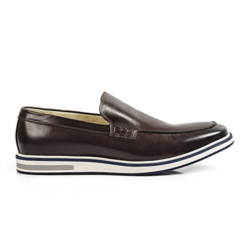 Sapato Casual Masculino Loafer Couro Legítimo Stone Slim Reverso - 1131 - Tabaco Tamanho:39;Cor:Marr