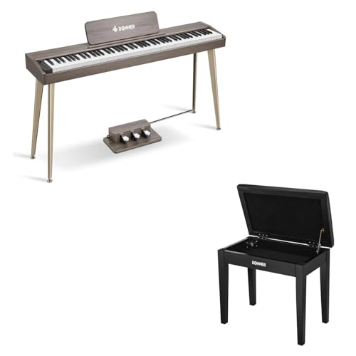 Donner OURA DDP-60 88 Key Digital Piano Keyboard+Donner Piano Bench with Storage - image 1