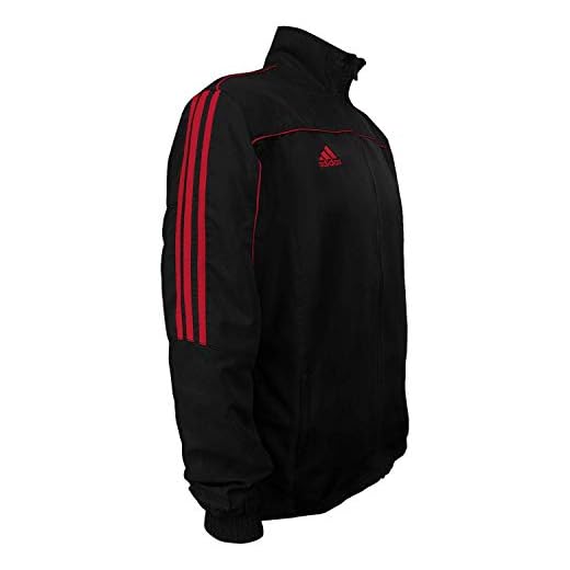 adidas Combat Sports 3-Stripes 100% Polyester Long Sleeve Light Track Jacket - Black Red - Large