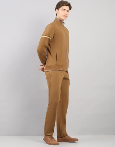 Image of Monte Carlo Men's Regular Fit Solid Stand Collar Full Sleeve Tracksuit| Men Track Suit | Stylish Sportswear Set with Jacket and Lower | Activewear Set For Men's (Pack Of 1)