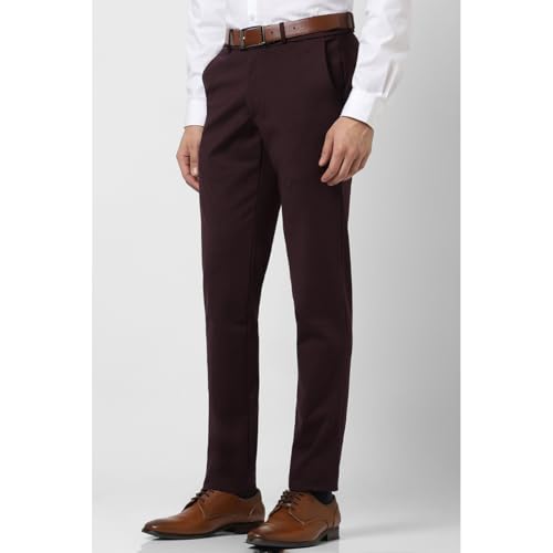 Image of Van Heusen Men Mid Rise Move Labs Knitted Premium Trousers | 360 Degree Stretch| Auto-Flex Waist Band |Wrinkle Free