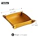 Banugo Valet Tray, Leather Tray, Small Catchall Tray, Foldable Jewelry Travel Organizer, Suitable for Travel, Storage, Nightstand, Home or Office (Yellow-S)