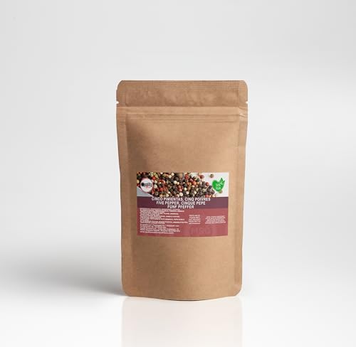 Quality Food. Mezcla de Cinco Pimientas en Grano. Sin Aditivos. Cocina Vegana y Vegetariana 100% Natural. (250 Gr)