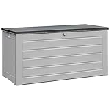 Garden Store Direct Grey 680L PP Outdoor Storage Box Container With Gas Lift Lid