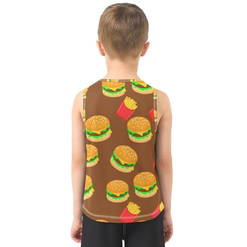 J JOYSAY Burger French Fries Brown Boys Tank Top Sleeveless Muscle Shirts Quick Dry Kids T-Shirts 3-15T3