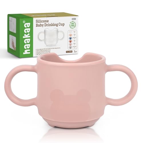 Image of haakaa Silicone Toddler Cups, BPA Free Drop-Proof Training Cups for Baby 6 Months+, 5 Ounce (Blush)