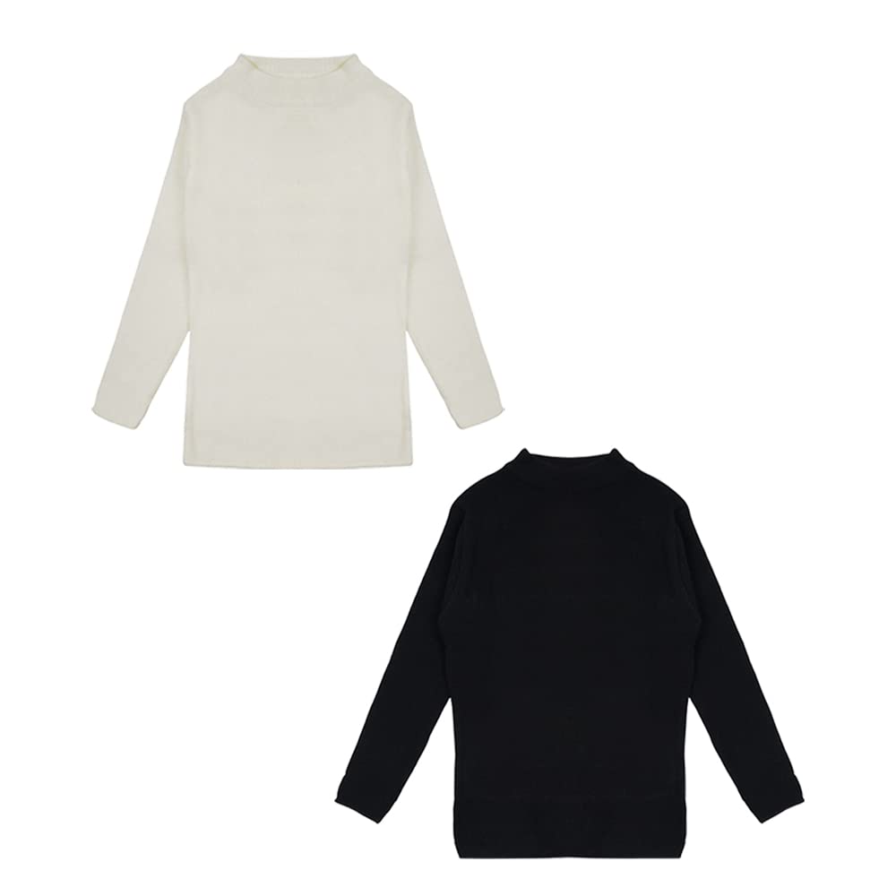 CLAP Unisex Kids Woolen Warm Full Sleeves Skivi/Sweater/Inner Round Neck for Winter Combo Pack of 2 (Black White, 7-8 Years) - Image 7 thumbnail