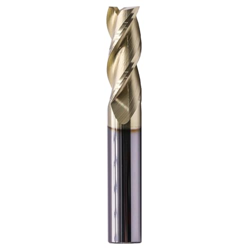 Image of 3 /8 inch 3 Flute Solid Carbide Square End Mill for Aluminum, ZrN Coated | 37 Helix, 3 /8 inch Cutting Dia, 3 /8 inch Shank Dia, 1 inch Length of Cut, 2-1 /2 inch Overall Length, for Milling Aluminum and Copper