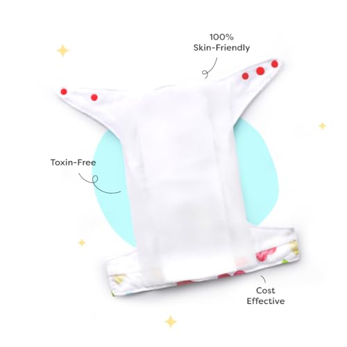 Image of SuperBottoms BASIC Cloth Diaper with UltraThin Dry Pad & 5 Disposable Easy Clean Top Sheets | Reusable & Washable | Adjustable Fit for Babies 3m-3y