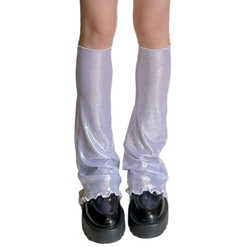 Triplewood Summer Stretchy Flared Leg Warmers Sparkle Y2K Leg Sleeves for Women, Thin Breathable Rave Leg Socks