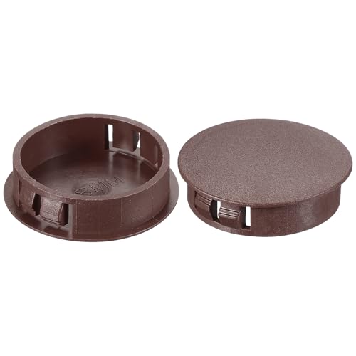 Image of PATIKIL 1.5 inch /38mm Plastic Hole Plugs, 20Pcs Flush Type Round Hole Plugs Cover Snap in Locking Hole Tube for Table Kitchen Cabinet Furniture, Dark Brown