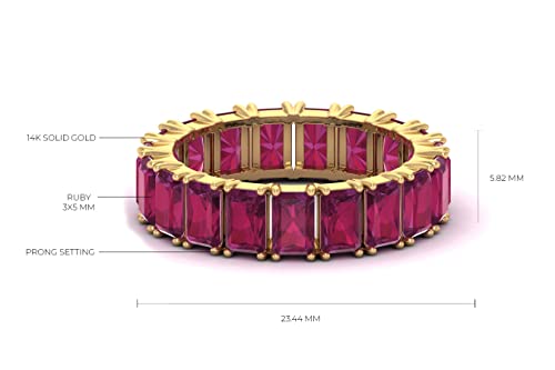 Mirahi By Chordia Jewels Octagon Cut Eternity Band, Women 5X3Mm Ruby Stackable Ring, 14K Yellow Gold Wedding Band Ring #TOP2