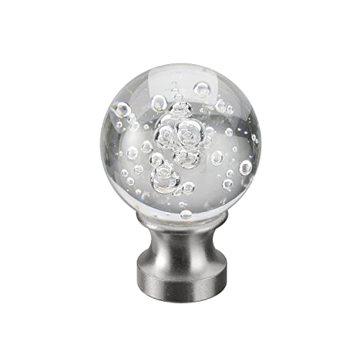 Image of Aspen Creative 24048-09-1, Clear Seeded K9 Crystal Ball 1-1 /8 inch Finial for Lamp Shade, Brushed Nickel Base