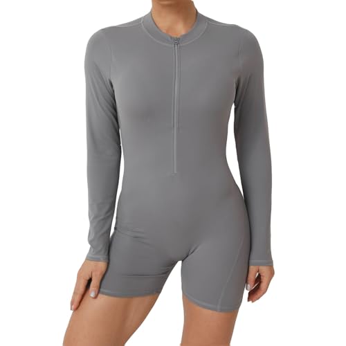 Combinaison yoga short pour femme avec dos découpé uni