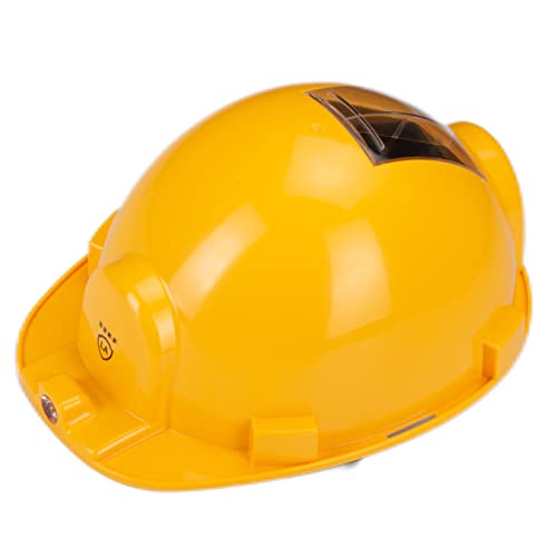 Unisex Construction Hard Hat with Build In Solar Fan and Light, Mens Waterproof Working Helmet, Great for People working in The Heat,Yellow,11000mAh