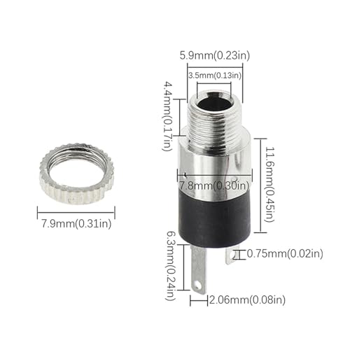 Conector 3.5 mm hembra PJ392 estéreo con rosca chasis para auriculares pack de 10 unidades 6