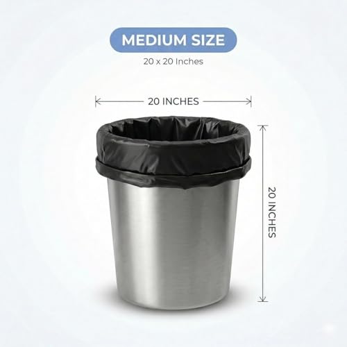 Image of Garbage Bags /Dustbin Bags - 120 Micron Heavy - Duty Trash Bags (20 x 20 Inches) - Medium Leak -Proof Bin Liners for Kitchen, Office & Industrial Use - 500g Pack (Black, Pack of 6) - 72 Bags