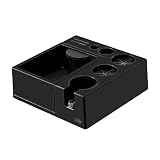 IKAPE Espresso Knock Box, Espresso Coffee Organizer Box Fit for Storage 51, 54, 58MM Espresso Tamper, Distributor, Portafilter & Puck Screen Accessories, Plastic Station Base(8 in One)(Black)