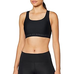 Under Armour Women's Crossback Mid Impact Sports Bra , Black (001)/Jet Gray , Medium