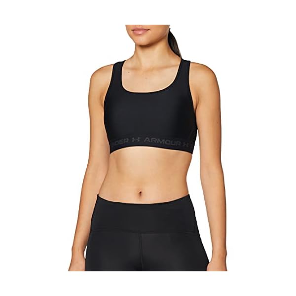 Under-Armour-Womens-Crossback-Mid-Heather-Bra Under Armour Women's Crossback Mid Impact Sports Bra , Black (001)/Jet Gray , Medium