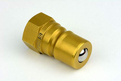 Image of TEMCo 3 /8 inch Female NPT Thread 3 /8 inch Body Male Hydraulic Coupler ISO 7241B Ball Valve Quick Connect for Tractors and Ag Equipment Fits Pioneer Parker Format - HF0064