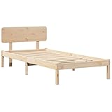 vidaXL Estructura de Cama Natural 90 x 190 cm Madera de Pino Macizo, Estructura de Cama de Madera Maciza, Mueble Moderno, diseño Rectangular Duradero, Estilo Minimalista