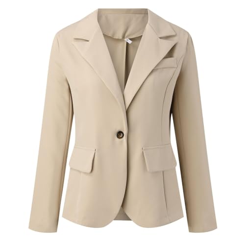 2024 Women's Blazer Casual Bussiness Blazers Long Sleeve Button Jacket Solid Lapel Suite Jacket with Pockets2