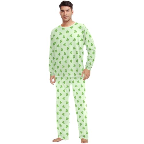 Unisex Pajama Set St Patricks Day Shamrock Family Matching Long Sleeve 2 Piece Sleep Lounge Set for Men & Women2
