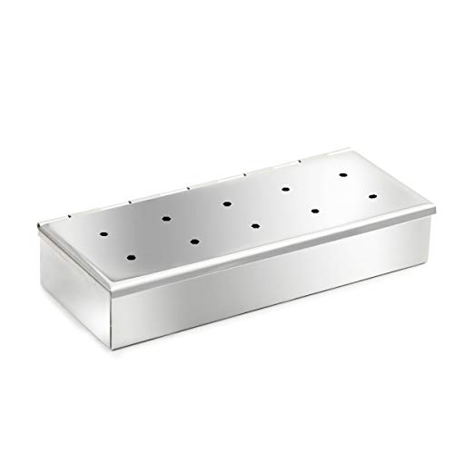 nihao Wood Chip Smoker Box Stainless Steel BBQ Grilling Meat Smokers Box for BBQ Grill Wood Chips On Gas Grill or Charcoal Grill - Grilling Accessories