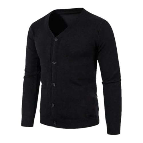 Autumn Men's V-Neck Sweatercoat Knitted Fit Solid Color Casual Cardigan Men Long Sleeve Knitwear Korean Style Sweater3