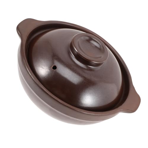 SECFOU Olla de Cerámica Multifuncional de 600ml Asas Dobles para Cocinar Arroz y Sopa, Resistente al Calor Adecuado para Uso Doméstico y Comercial