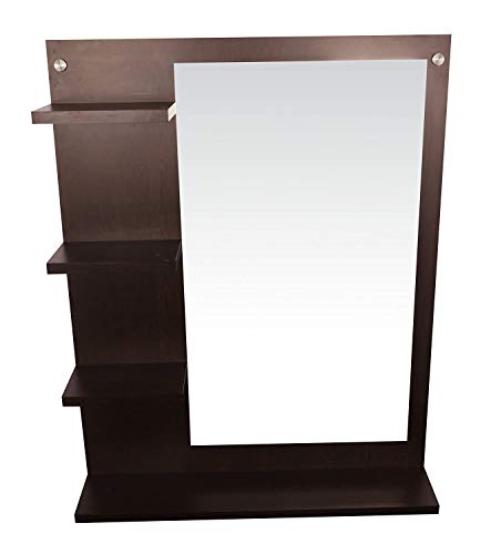Image of Dime Store Wall Mirror with Shelf for Living Room Bedroom Dressing Mirror for Wall Decor (Brown) (Brown)