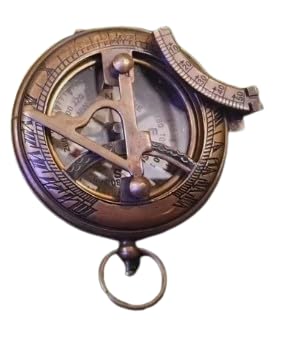 Brújula de latón vintage con reloj de sol ajustable para camping miniatura 1