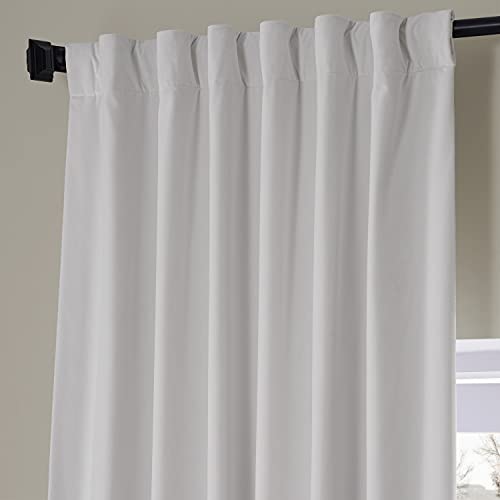 Image of HPD Half Price Drapes Signature Plush Velvet Blackout Curtains for Bedroom (1 Panel), 50W X 96L Hotel Black Out Curtains for Living Room, Thermal Insulated Blackout Curtains for Windows, Misty White