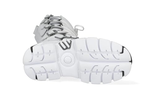 New Rock Bottes Gothiques Montantes en Cuir Blanc M-272-C69
