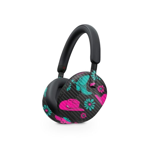 Image of MightySkins Carbon Fiber Skin Compatible with Sony WH-1000XM5 Headphones - Neon Cowgirl | Protective, Durable Textured Carbon Fiber Finish | Easy to Apply