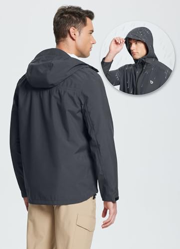 Image of baleaf Men's Rain Jacket Lightweight Packable Waterproof Rain Coat Breathable Windbreaker Hood Hiking Golf Travel Outdoor