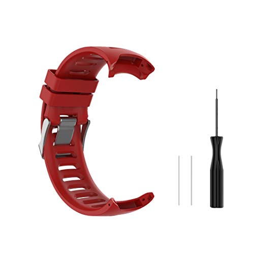 Huwokxix Correa Compatible con Garmin Forerunner 610,Ajustable Silicona Deportiva Band Repuesto Pulsera para Garmin Forerunner 610 (Rojo)