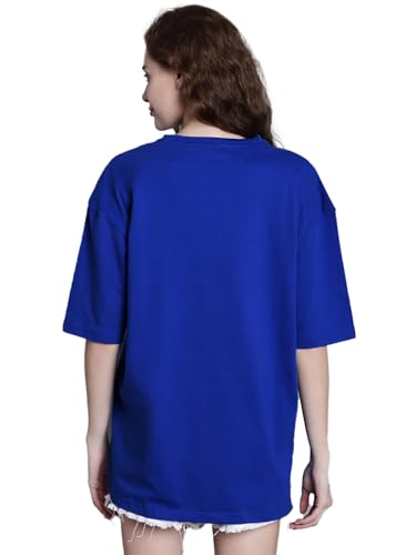 Image of LEOTUDE Women's cotton Oversized Fit Oversized Half Sleeve Tshirt, Round Neck Longline Drop Shoulder Solid T-Shirt