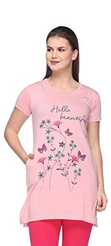 Image of In Love Women's Printed Cotton Plus Size Longline T-Shirt Half Sleeve with Pockets Pack of 2