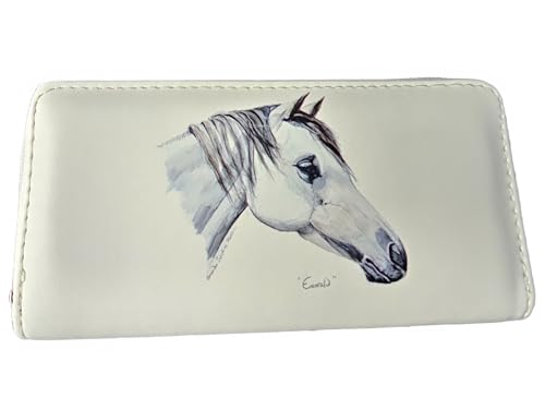 Black Ginger Grey Horse Pony Purse Cream PU Leather with Card Slots & Coin Compartment