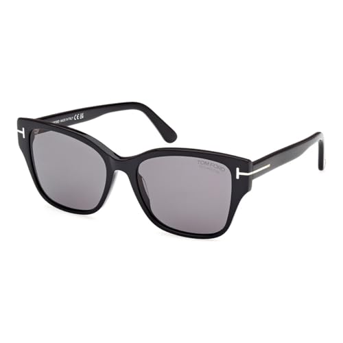 Tom Ford Elsa Polarized Smoke Butterfly Ladies Sunglasses FT1108 01D 55, Shiny Black