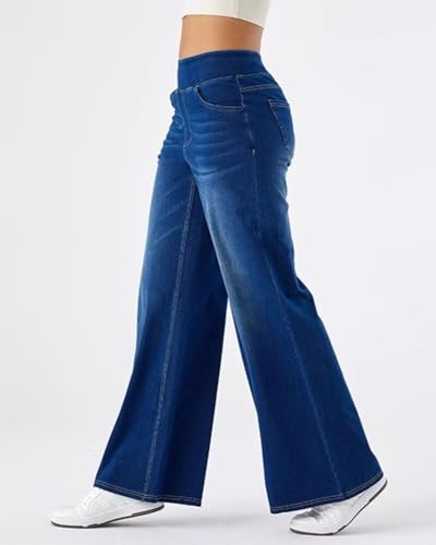 HENGAO Women's Baggy Wide Leg Jeans, High Waisted Casual Straight Leg Style Trendy Boyfriend Denim Pants with Pockets2