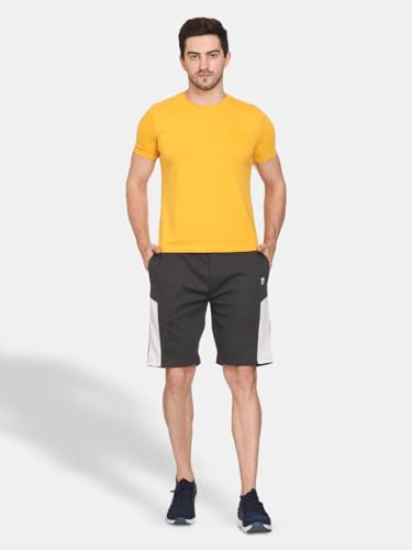 Image of MARK LOUIIS Men's Cotton Blend Shorts with 2 Zipper Pockets + 1 Back Pocket | Lightweight Breathable Casual Shorts | Elastic Waist Comfortable Fit | Multi-Color | M to 7XL