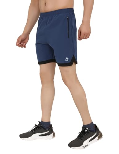 Image of Sports Shorts for Men, Athletic Running & Gym Shorts with Zip Pocket, Regular Fit Training Shorts