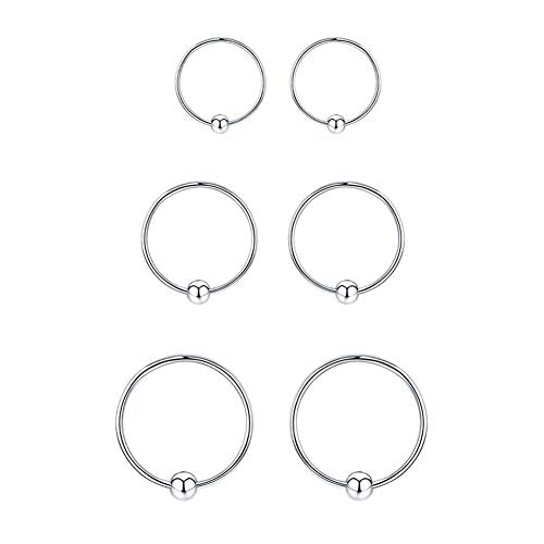 925 Sterling Silver Cartilage Earring, Mini Hoop Earrings Set, Hypoallergenic Huggie Ear Piercing Helix Earring for Women 3 Pairs